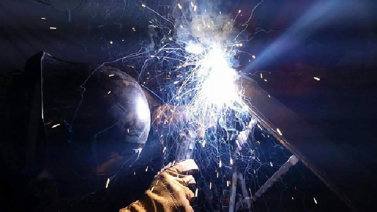 Wade McKenzie welding at McKenzie Productions in San Luis Obispo County